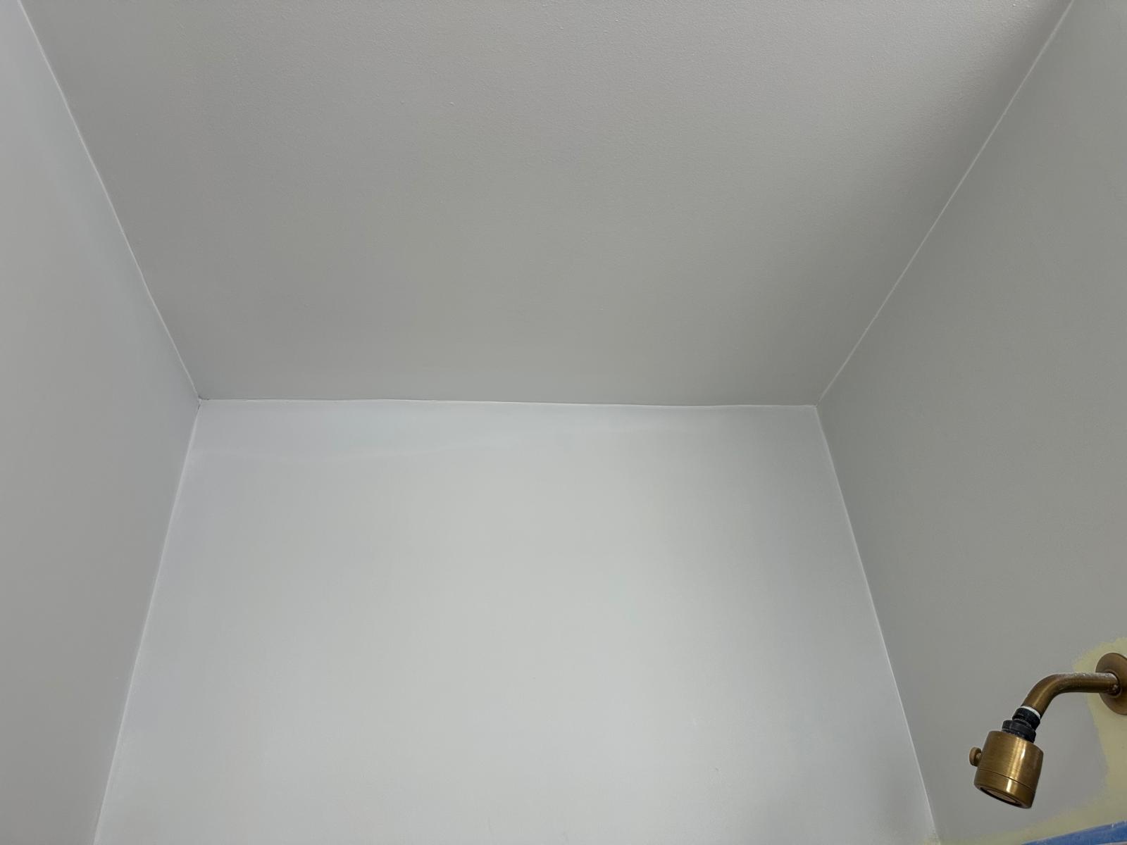 Freshly painted charcoal exterior wall with crisp white trim